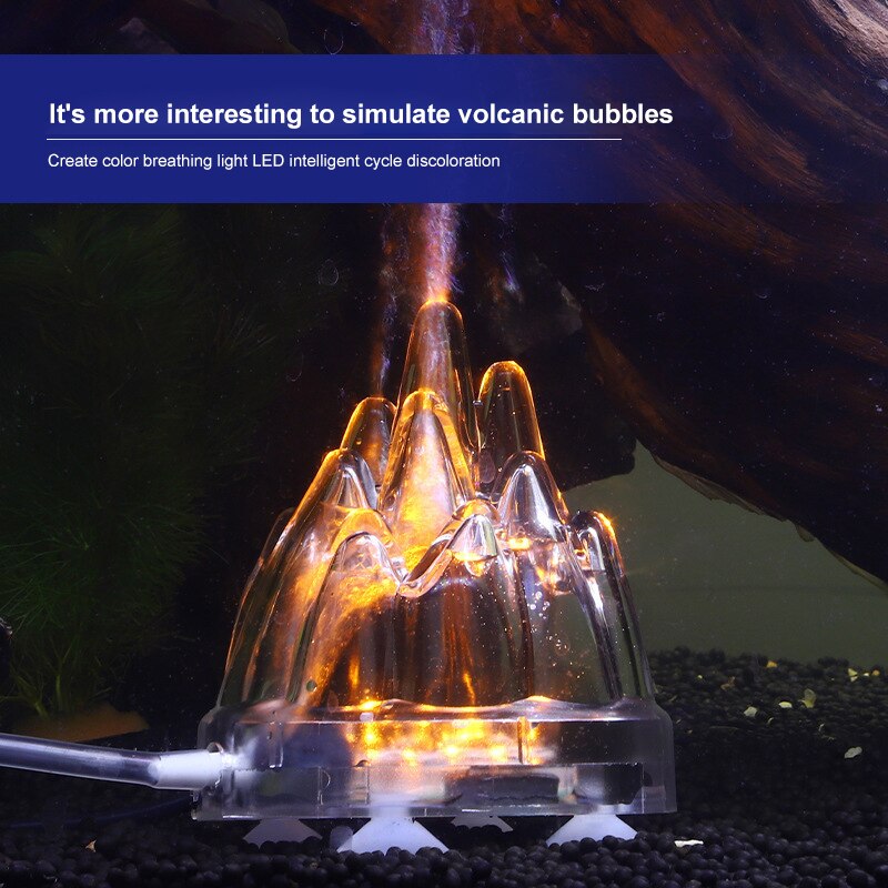 Akwarium wulkan lampa z efektem bąbelków LED kolorowe kreatywne nocne światło do akwarium Oxygen Fit europejska amerykańska standardowa dekoracja podwodna