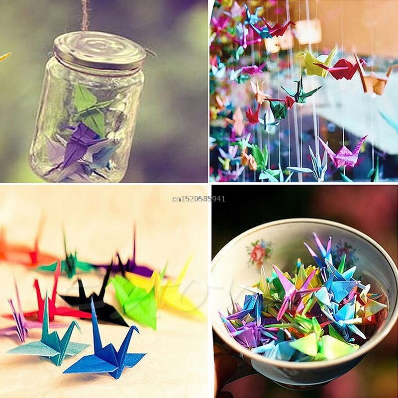 Colorful Square Double Sided Origami Folding Lucky Wish Paper Crane Craft Sheets