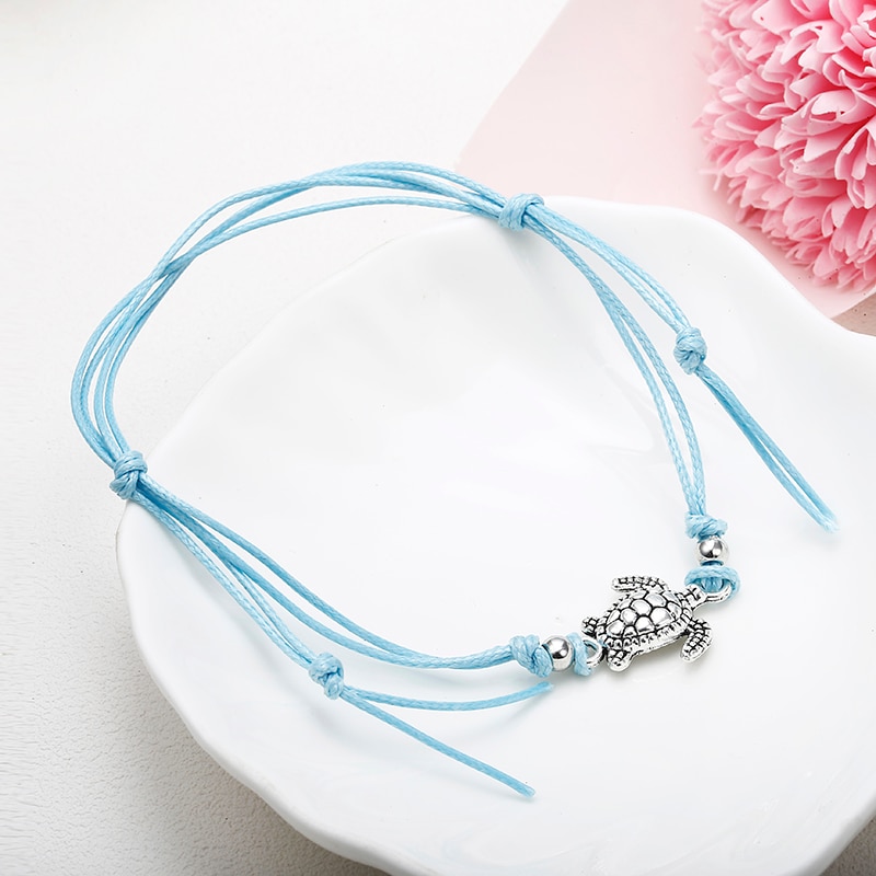 Summer Beach Turtle Shaped Charm Rope String Anklets For Women Ankle Bracelet Woman Sandals On the Leg Chain Foot Jewelry