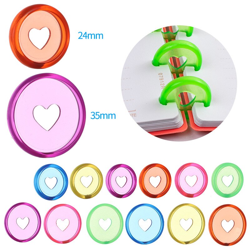 24Mm 12Pcs Notebook Kleur Schijf Gesp Binding Ring Losbladige Knop Paddestoel Gat Hand Boek Accessoires