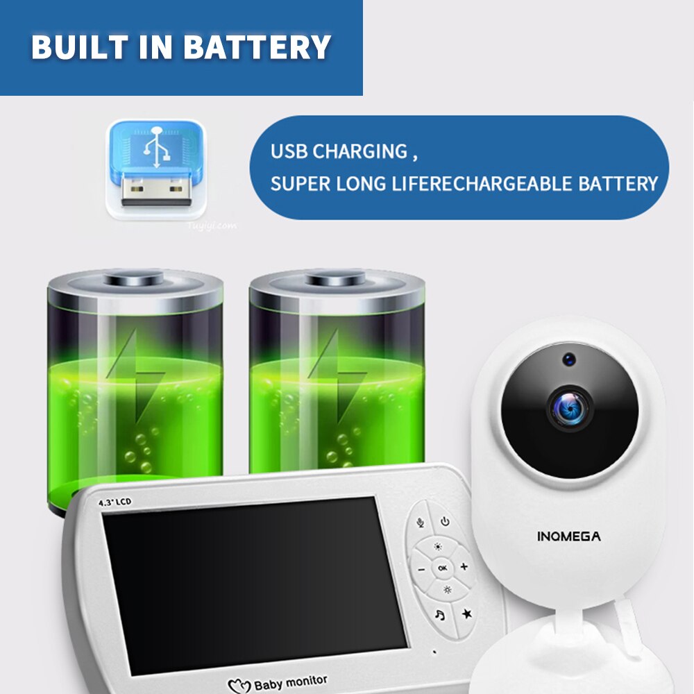 Baby Monitor with 4.3 Inches LCD Baby Monitor Infrared Night Vision Wireless Video Baby Sleeping Monitor Temperature Monitoring