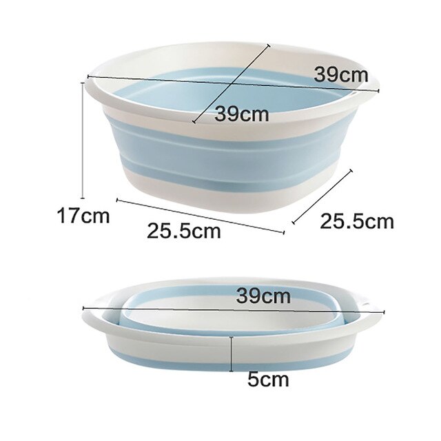 Household Folding Wash Basin Portable Sink Foot Bucket Washbasin Plastic Foldable Foot Basin Travel Outdoor Camp Basins: Blue L