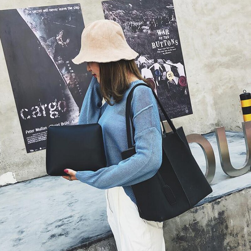 Alta qualidade bolsas de camurça feminina de couro macio 2 pçs bolsas definir bolsas de ombro feminino grandes sacolas casuais l8-421