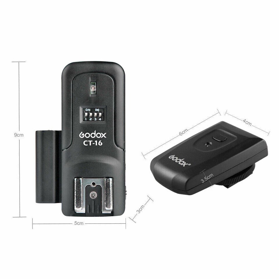 Godox CT-16 16 Channels Wireless Radio Flash Trigger Transmitter + Receiver Set for Canon Nikon Olympus Pentax Studio Flash