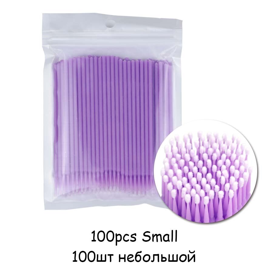 50/100pcs Disposable Micro Brushes Applicators Micro Brush Dentistry Odontologia Extension Cleaning Swabs Lash Lift Glue Remover: 100 pcs lightpurple