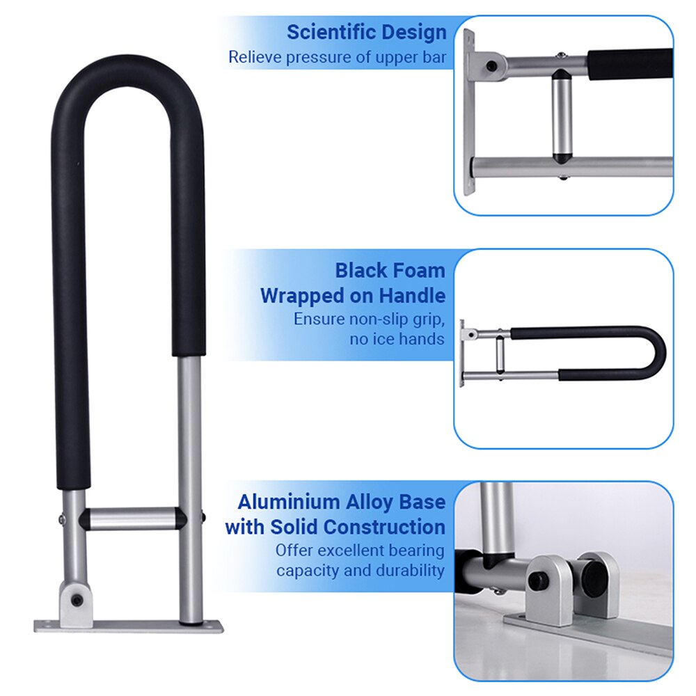 Bathroom Grab Bar Handle Flip-up Screw-in Toilet Safety Rail Hand Grip Home Health Care Equipment for Elderly Disabled