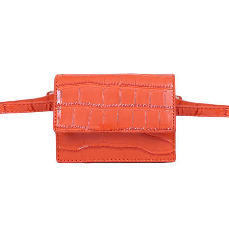 Vrouwen Mini Heuptas Trendy Kunstleer Krokodil Patroon Fanny Pack Met Afneembare Riem: Oranje