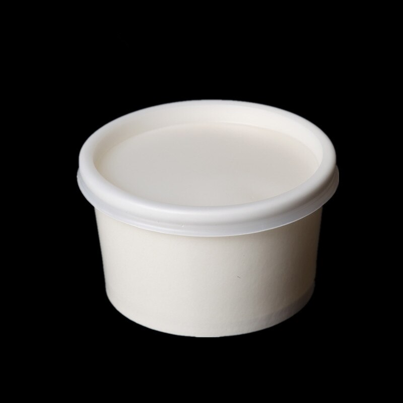 50 stk hvid is papir kop salat kopper emballage kage æske engangs budding yoghurt gelé dessert kopper med låg