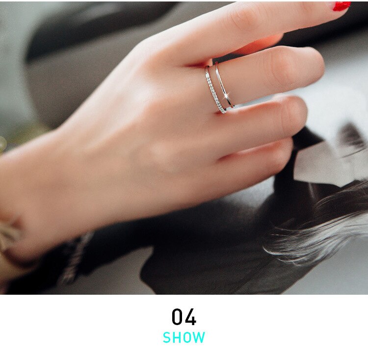 Anillo de boda de estilo coreano para mujer, sortija ajustable, multicapa, cristal puro auténtico, a la