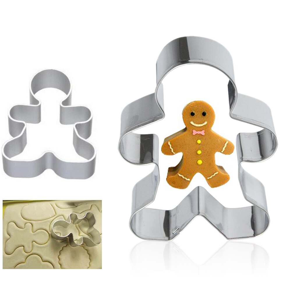 1 Pcs Kerst Cookie Cutter Gereedschap Aluminium Gingerbread Mannen Vormige Biscuit Mold Keuken Cake Decorating Gereedschap