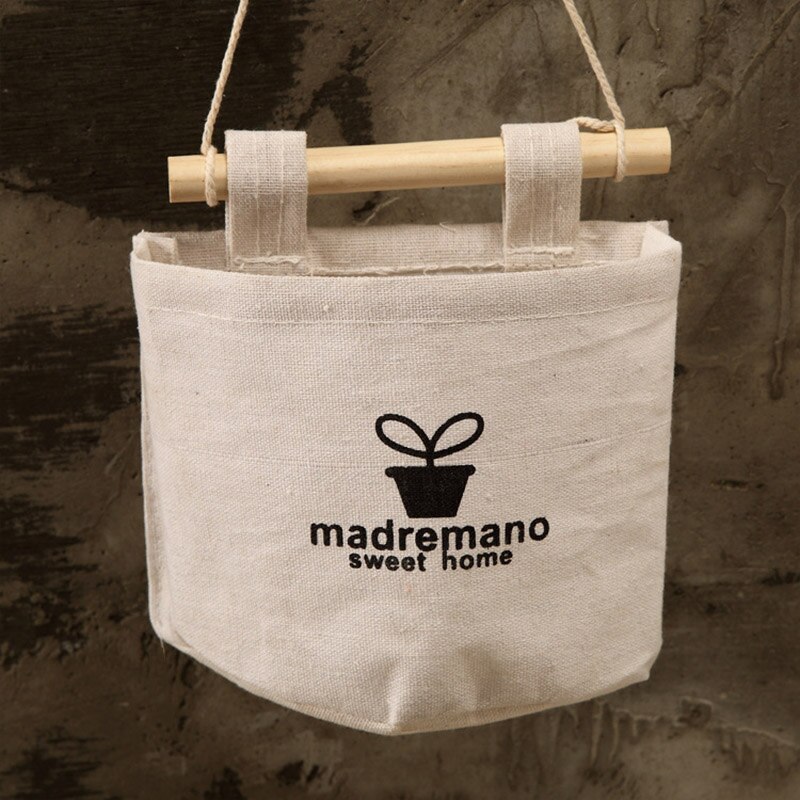 Sac de rangement mural suspendu, 1 unité, 15x13.5cm, sac de rangement suspendu, organisateur de jouets en coton et lin, pochette de poche décorative, Organization de la maison