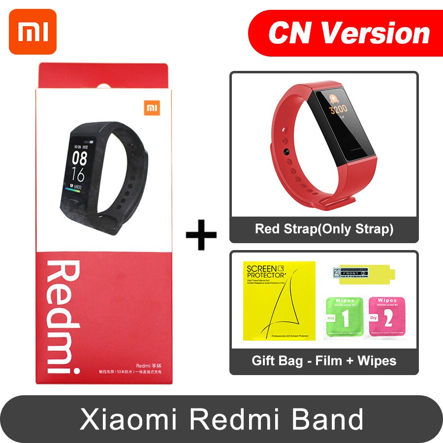 Xiaomi Redmi Band Smart Heart Rate Sport Monitor Bluetooth 5.0 Waterproof Bracelet Touch Large Color Screen Wristband: CN Red N Film