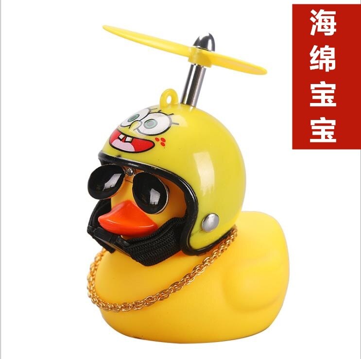 Rubber Duck Toy Car Ornaments Yellow Duck with Propeller Helmet Car Dashboard Decor Squeaking Glowing Duck Toys for Adults Kids: D