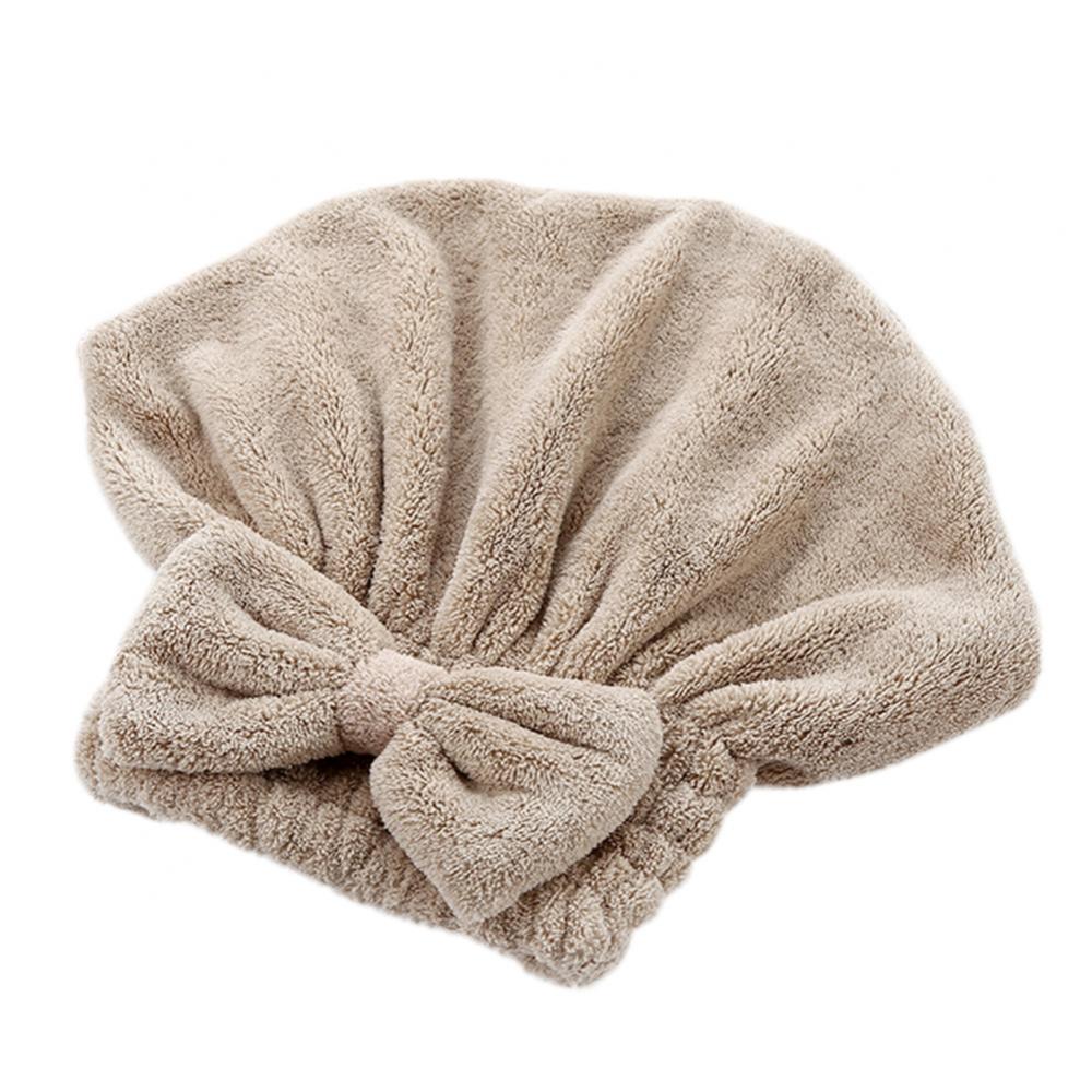 Coral Velvet Quick Dry Hair Hat Hair Drying Towel Super Absorbent Shower Head Wrap Towel Bath Cap Shower Hat: Coffee