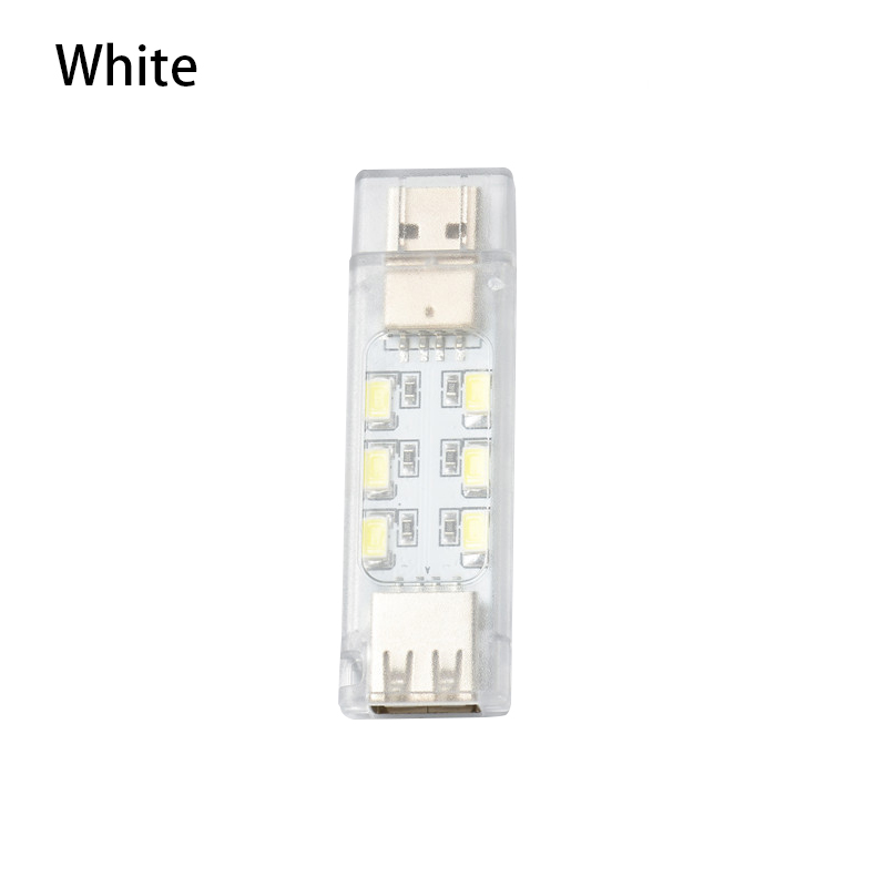 12 led'er mini-lampe usb led-natlampe han-til-hun-interface stabelbar læselampe med dobbelt emission ultralys boglampe: Hvid