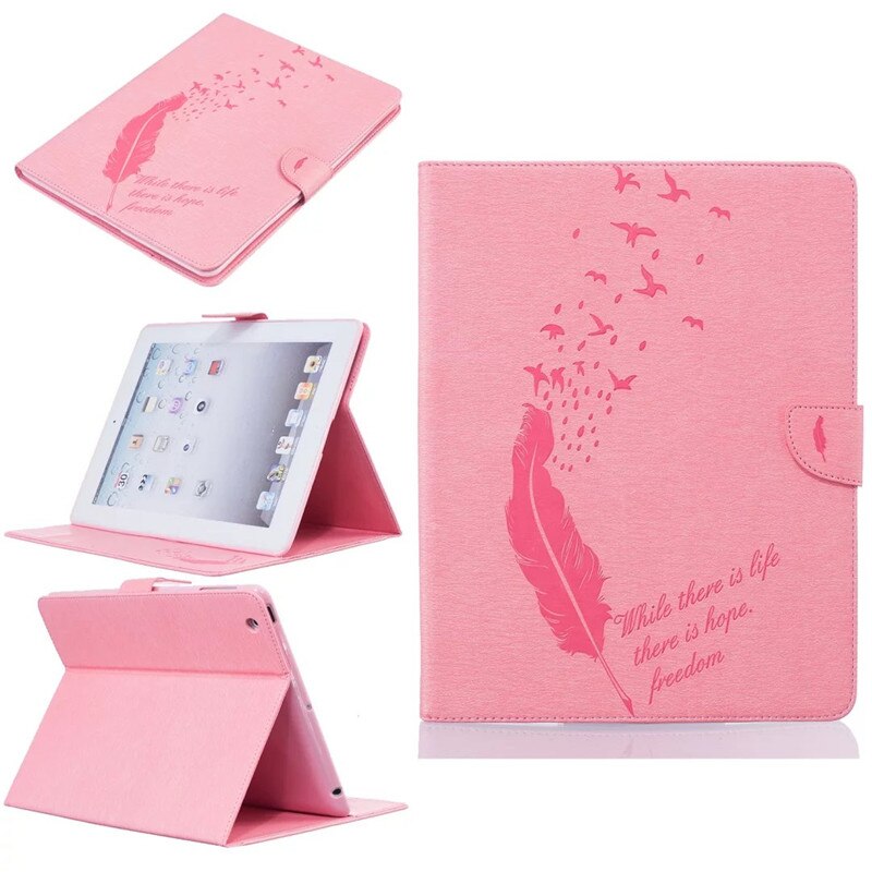 PU Leather Flip Case for Apple iPad 2/3/4 - Shockproof Wallet Stand Cover with Card Slots: Pink