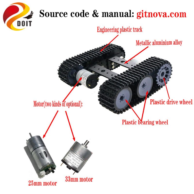 Diy Metalen Tank Chassis Mini TP100 Smart Crawler Robot Platform Hoge Koppel Motor Met Encoder Gratis Acryl Panel Voor Arduino/Uno