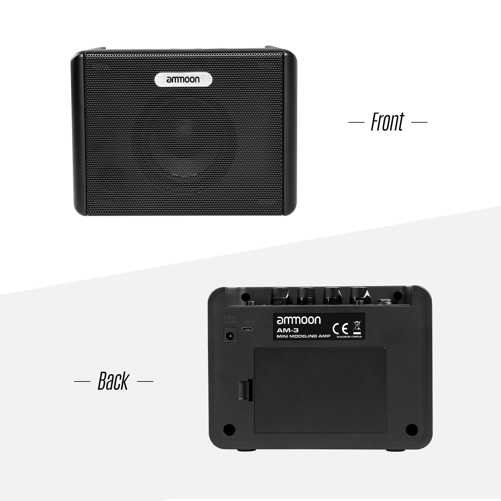 Ammoon-Amplificador de guitarra eléctrica de escritorio AM-3, amplificador de 3,2 W, efectos de retardo de distorsión integrados con salida de auriculares de 3,5mm, entrada Aux
