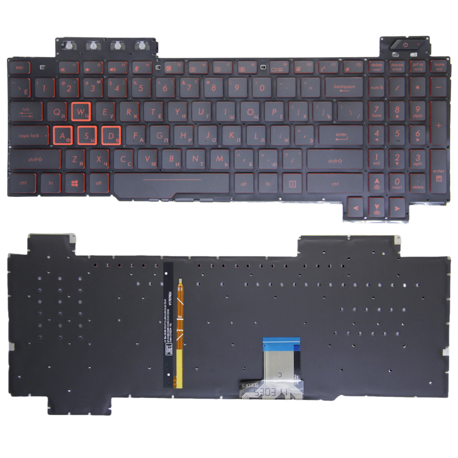 100 % neue uns/SP/RU-Tastatur für Asus Tuf FX80 FX86 FX95 FX505 FX504 FX705 ZX80G FZ80 FX80G GL703G Englische Laptop-Tastatur mit Hintergrundbeleuchtung: Dunkelgrün