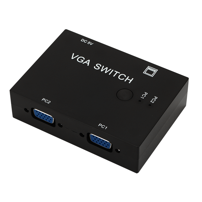 Mini conmutador VGA portátil de 2 puertos, Selector de caja de interruptor de vídeo 2 en 1 para HDTV PC 1920x1440, el más