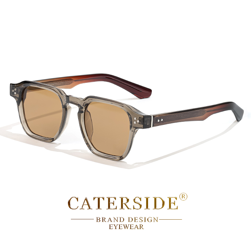 Caterside clássico quadrado óculos de sol masculino núcleo inserção templo marca luxo óculos de sol feminino viagem praia festa festival presentes: Café