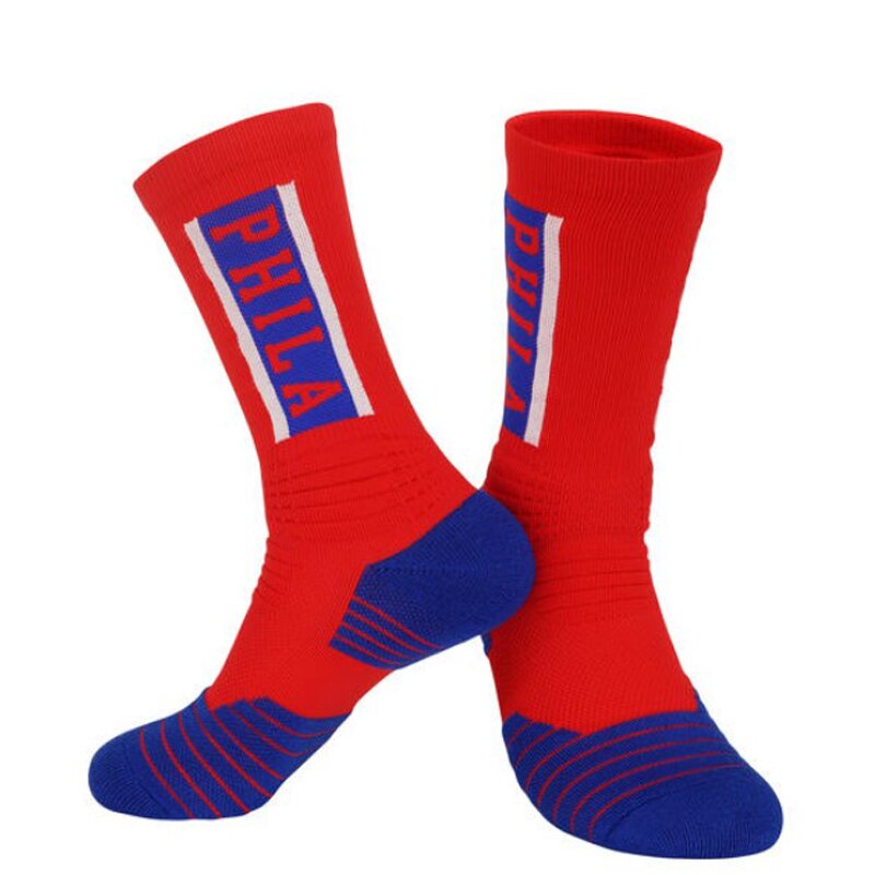 Mens Basketball Socks Terry Cushion Pad Thick Clubs Players Socks with Text logo Fast: Red