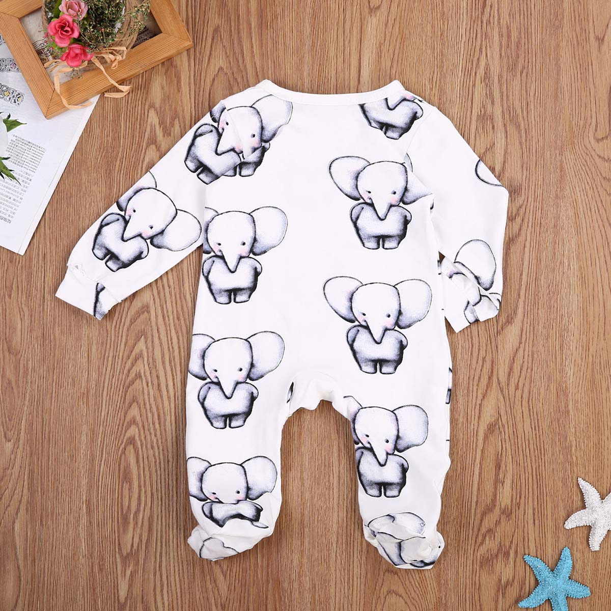 Leuke Pasgeboren Baby Jongen Meisje Katoenen Kleding Baby 'S Kleine Olifant Romper Jumpsuit Outfits Kleding: 24M