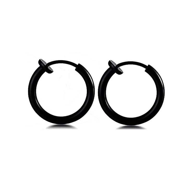 Boucles d'oreilles magnétiques Non perforées, 10 paires, en acier inoxydable, plumes croisées, charnière, Clips unisexe: StyleD-Black-1pairs