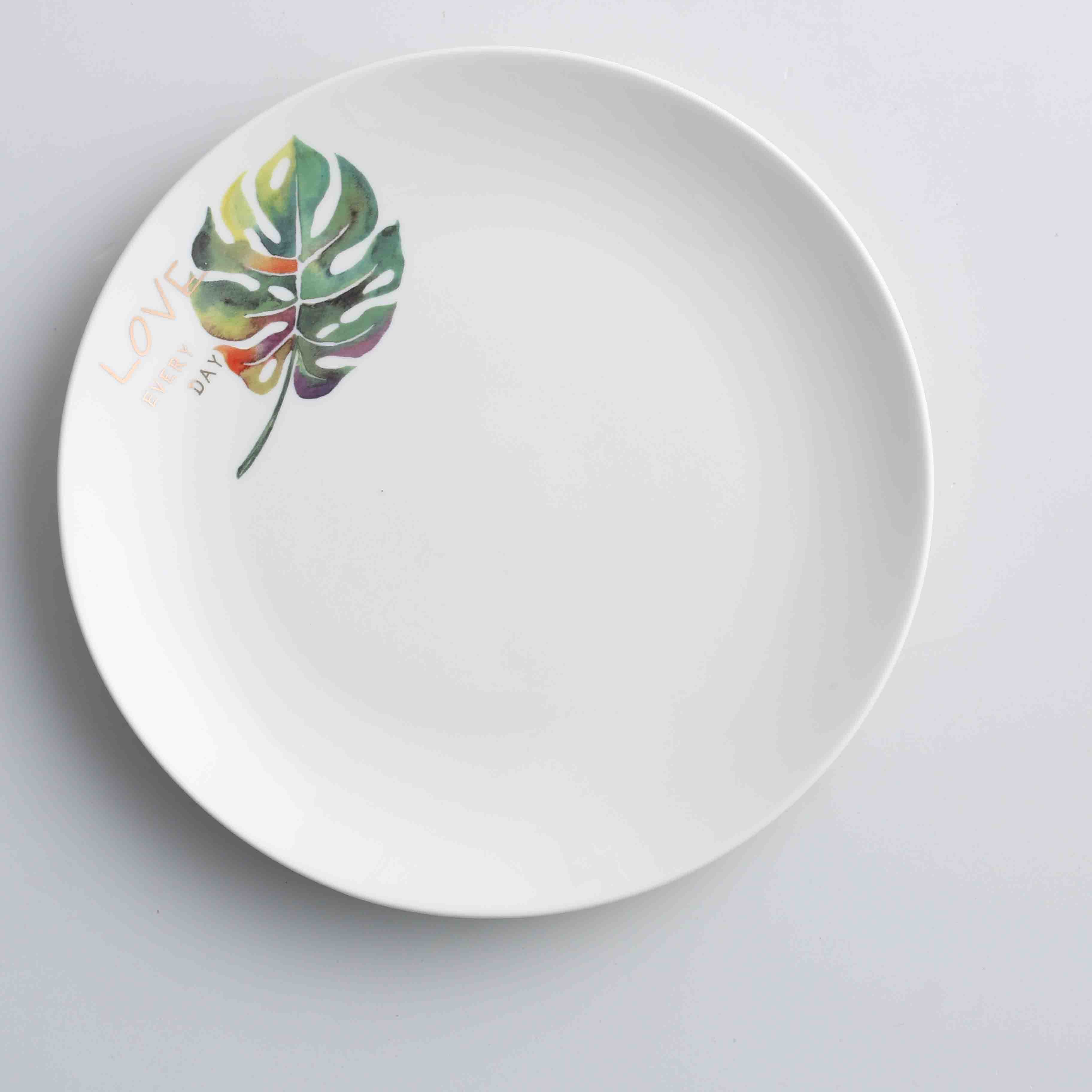 8 inch Round Plate Ceramic Dinner Plate Dish Porcelain Dessert Plate Dinnerware Cake Plate Daily Uses Home Tableware: Plate 4