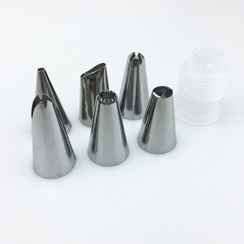 8 Delige Set Taart Professionele Tools 6 Rvs Nozzles En Siliconen Spuitzak Converter Cake Gebak Decorating Gereedschap