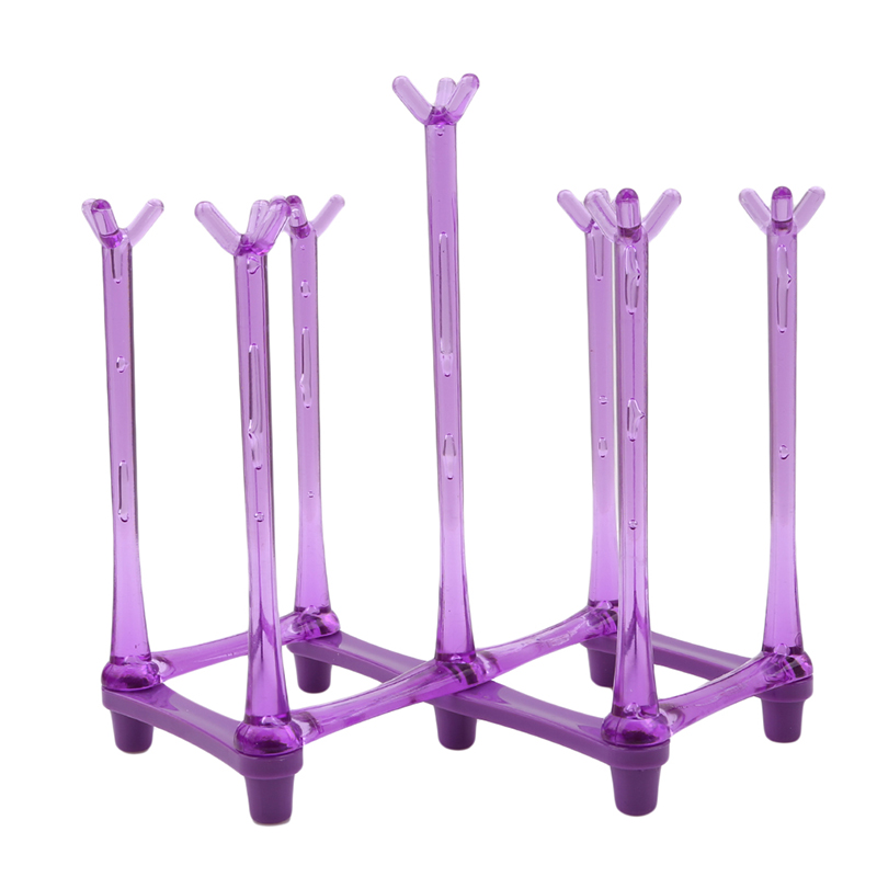 1Pc Foldable Capacity Drying Rack Cup Grass Bottle Kitchen Holder Dryer Useful Storage rack: PURPLE