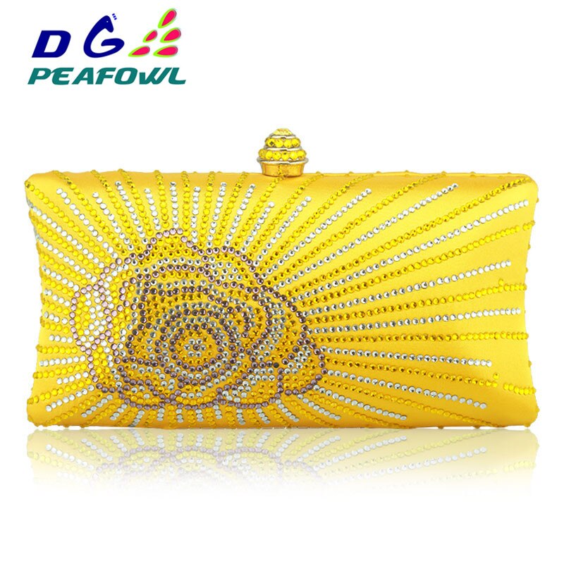 Pochette da sera da donna floreale in cristallo con patta DGPeafowl per 2019 India portafoglio Designer borse da donna borse borsa da sposa 3 colori