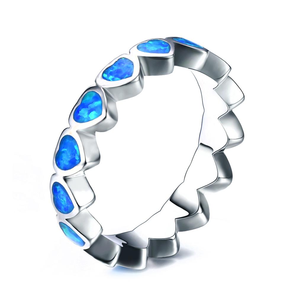 Anillo de plata de primera ley y ópalo de Fuego Azul para mujer, sortija redonda, plata esterlina 925, lujoso,