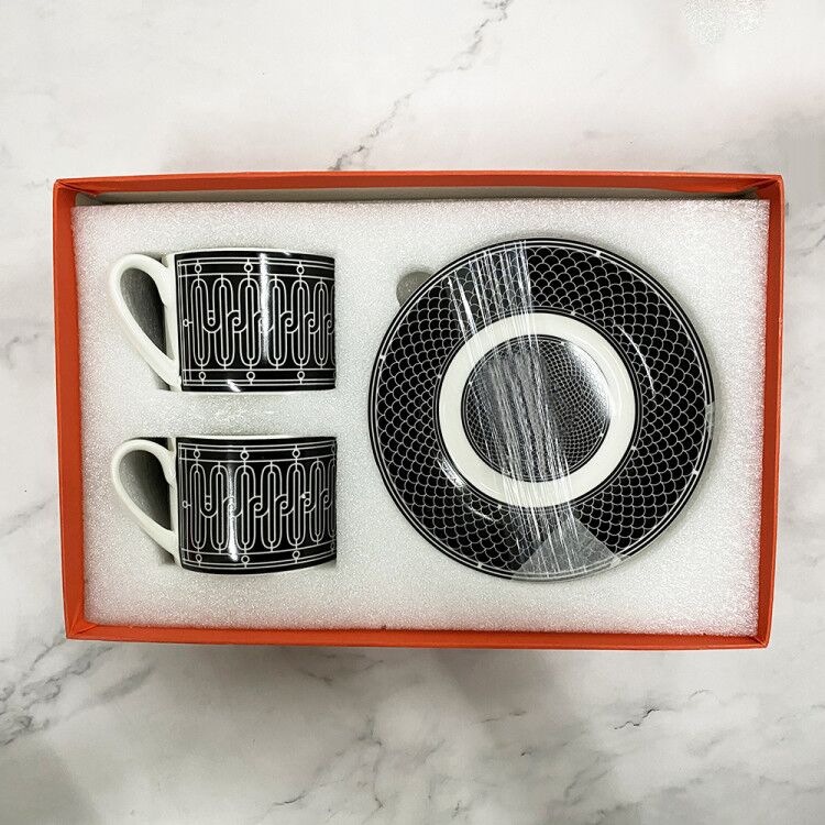 style catering bone china cup multi-style simple ceramic coffee cup and saucer dish with pattern set 2 set with box: 1