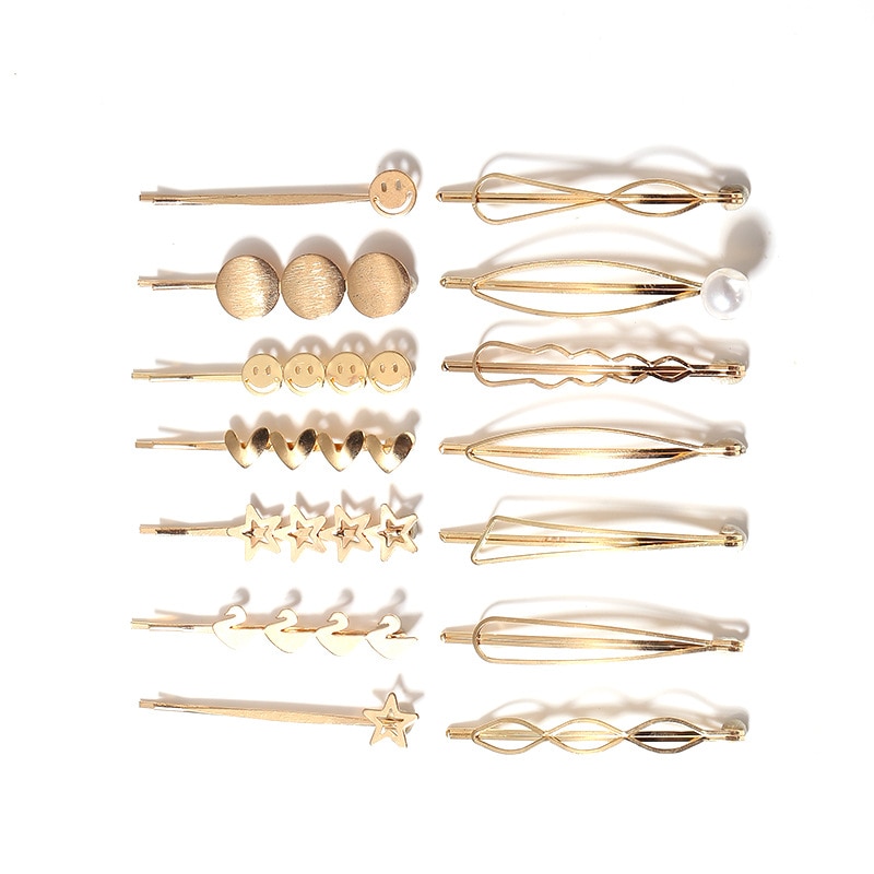 Geometrische Haarspangen, Haarspangen, Haarnadeln für Frauen und Mädchen, goldene Metall-Haarklammern, Haarschmuck, Kopfschmuck, Haarnadel, Kopfbedeckung