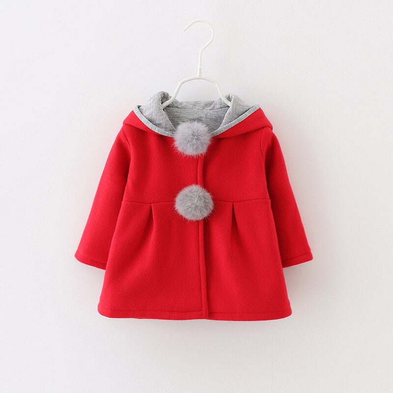 Schattige Konijn Oor Hooded Meisjes Jas Lente Top Herfst Winter Warme Jas Kinderen Bovenkleding Kinderkleding Baby Tops Meisje jassen: red / 5T