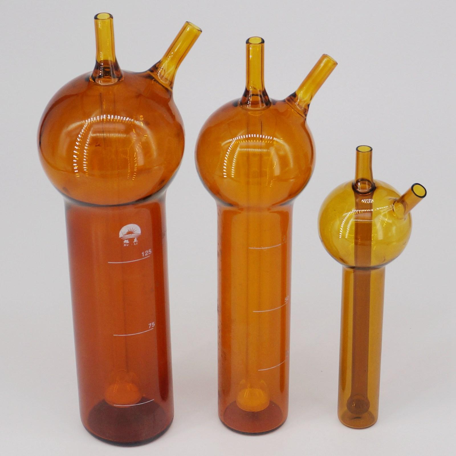 Tubo absorbente de dióxido de azufre marrón, aparato de laboratorio de química, 10ml, 25ml, 50ml, 75ml, 125ml