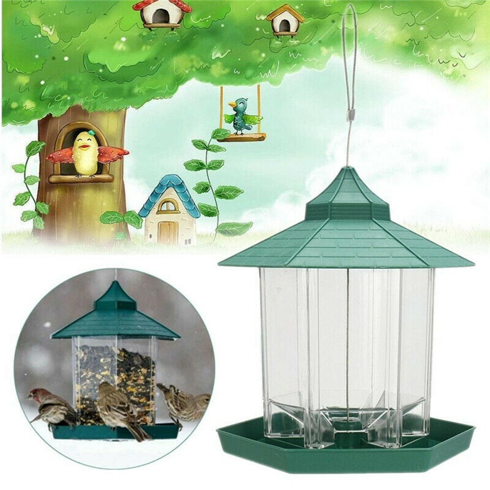Waterdichte prieel hangende voederbak voor wilde vogels, buitenvoeder voor tuindecoratie, hangende voederbak voor huisdieren, vogelvoerdispenser