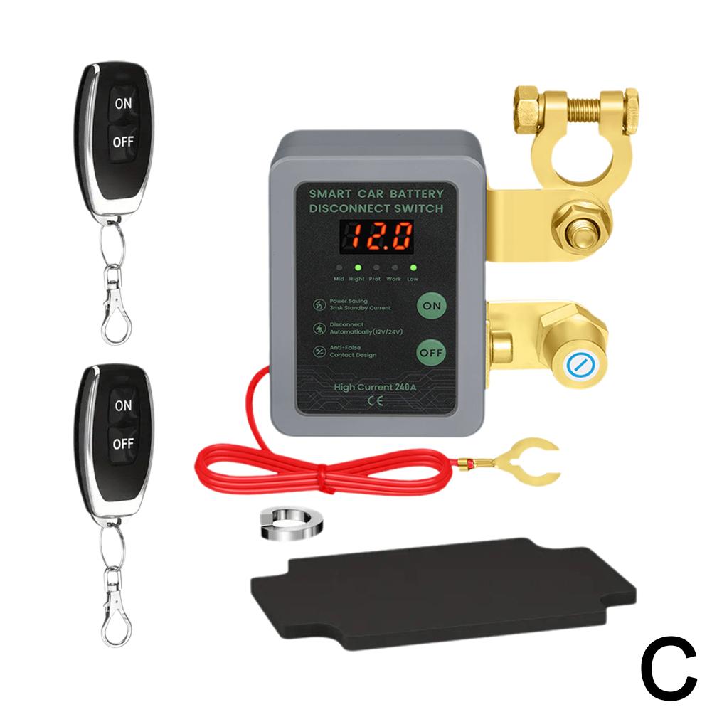 240A töten Schalter 12V/24V Fernbedienung Batterie Trennen Schalter Mit LED Spannung Anzeige Automatische Energie Abschaltung Schalter für Auto: Blau