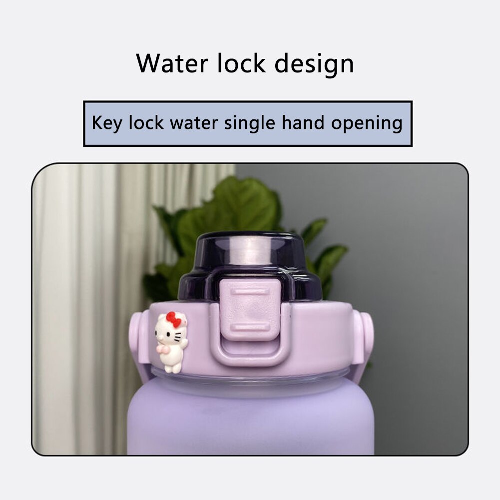 Butelka wody 2L kubek ze słomką sport podróż czas skala butelka zdatność z naklejką odkryty przenośny kubek o dużej pojemności gradient