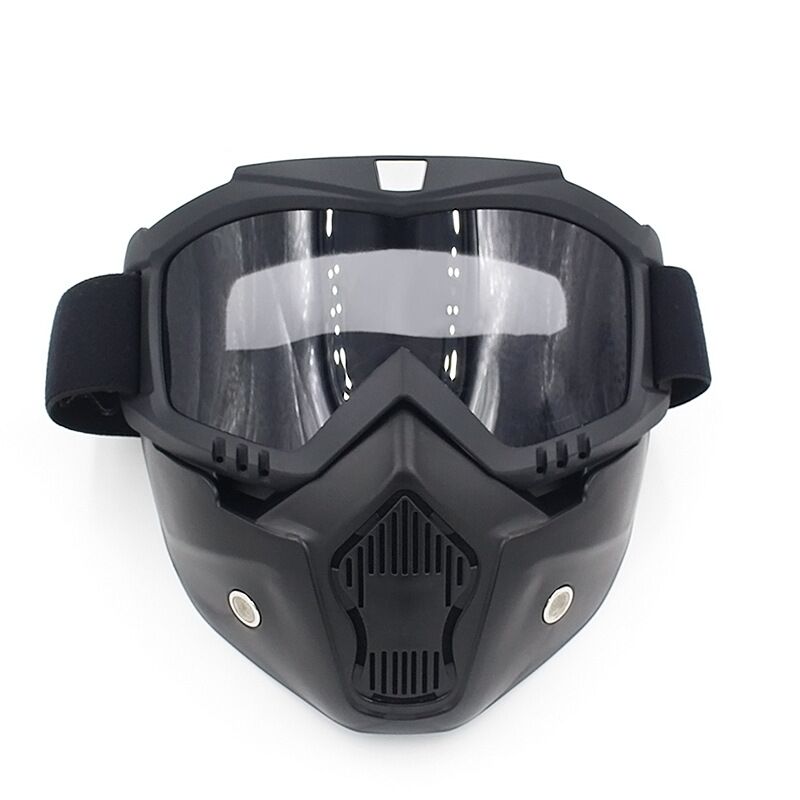 Skibrillen winter winddichte skibrillen motorcross zonnebrillen met gezichtsmasker ski snowboard sneeuwscooterbrillen: Zwart