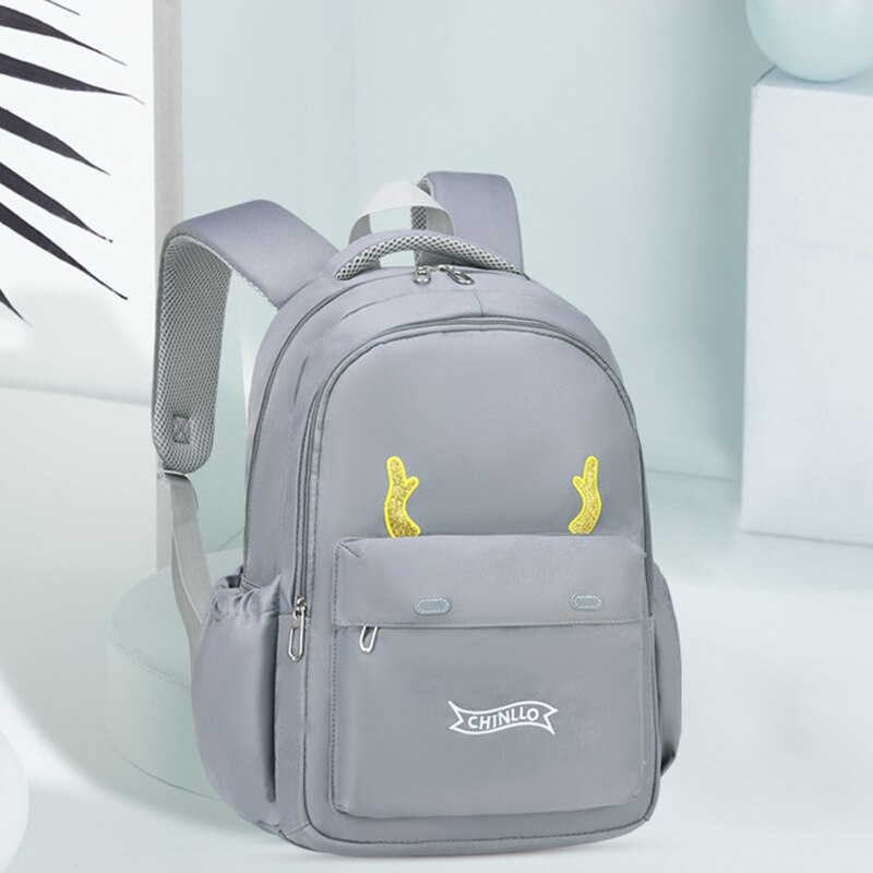 Oyixinger 2022 Student Schooltas Basisschool Mooie Satchel Voor Meisjes En Jongens Grote Capaciteit Effen Kleur Brede Band Zakken: Gray