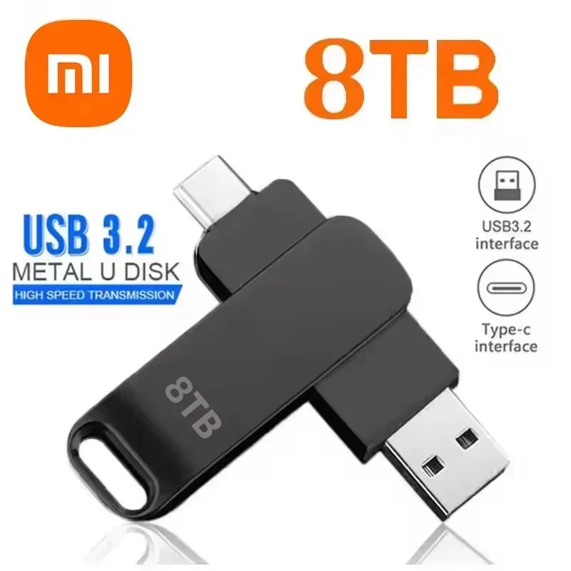 XIAOMI 16TB Flash Drives USB 3.2 High Speed USB Transfer Metal Pendrive Memory Card Pendrive Flash Disk Memoria Waterproof Stick: Blue
