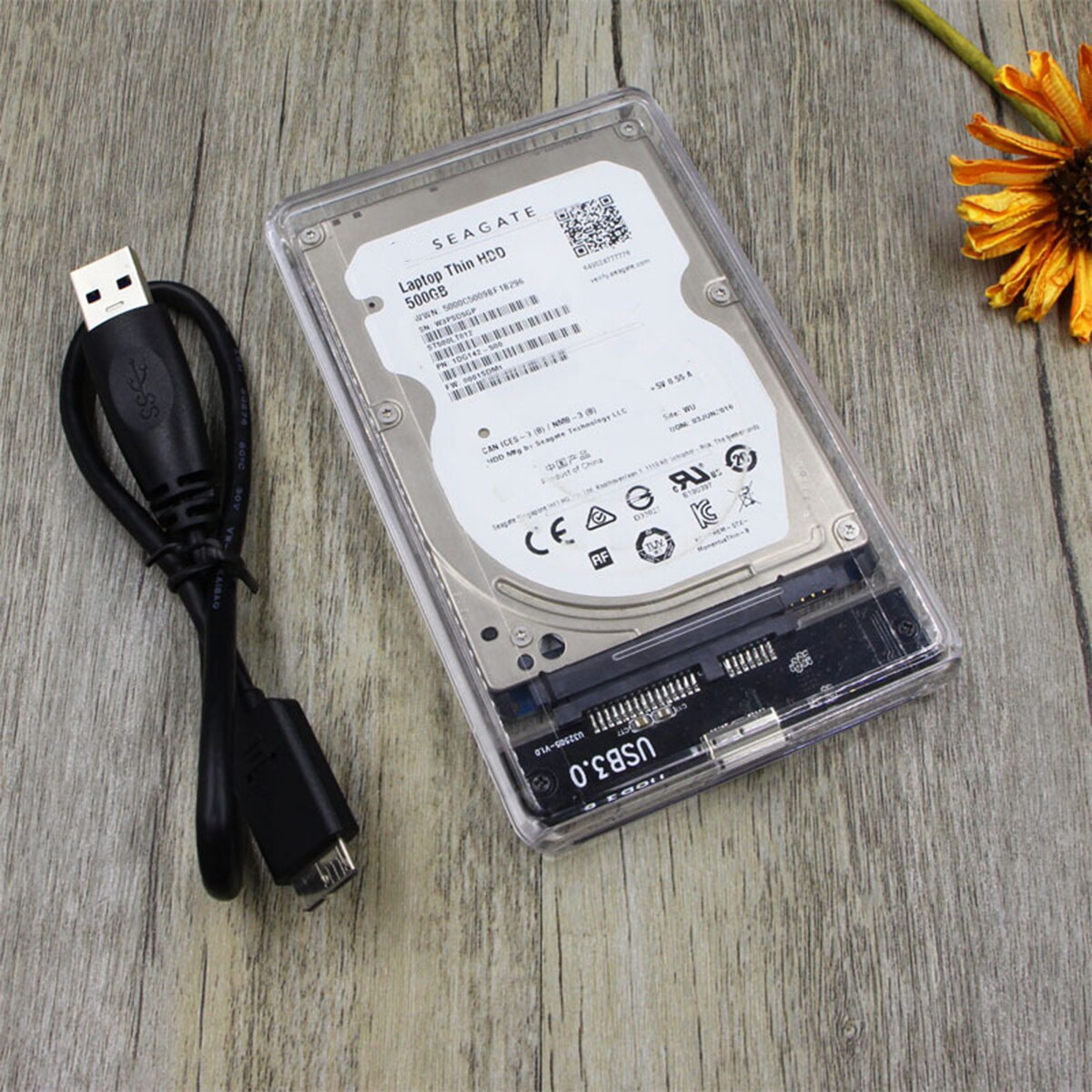 2.5 Inch SATA Hard Drive Disk Enclosure USB 3.0 Data Cable Transparent External HDD SSD Case Enclosure Support 2TB For Laptop PC