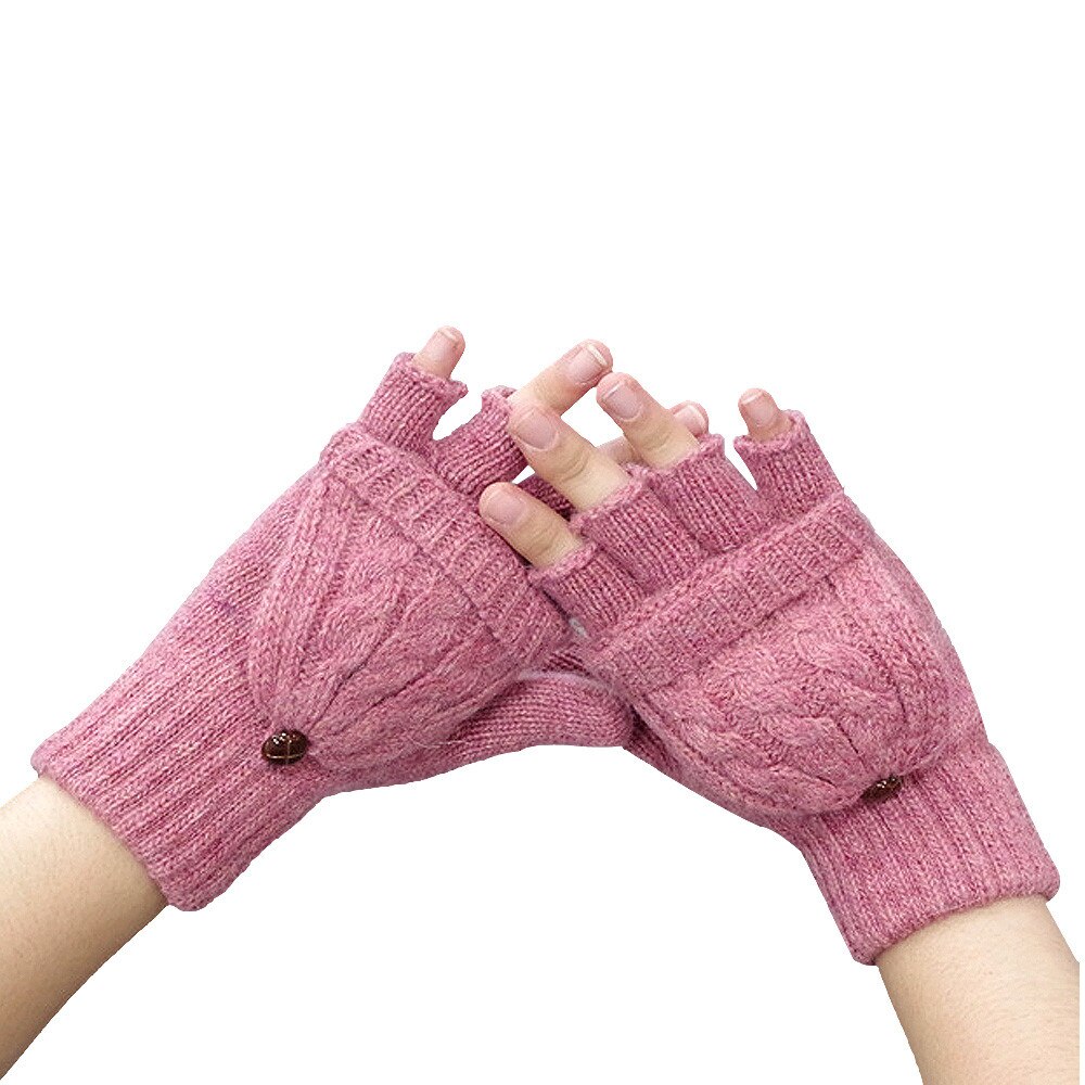 Meisje Winter Handschoenen Effen Twist Gebreide Wollen Flip Cover Vingerloze Handschoenen Zachte Warme Handschoenen Wanten guantes invierno luvas de inverno