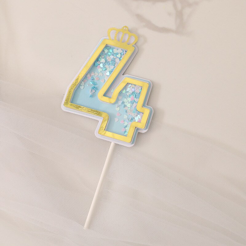 Glitter Cake Decoration Insert Sequins Paper Cake Toppers Happy Birthday Baby Shower Wedding Anniversary Party Cupcake Decor: Blue-4