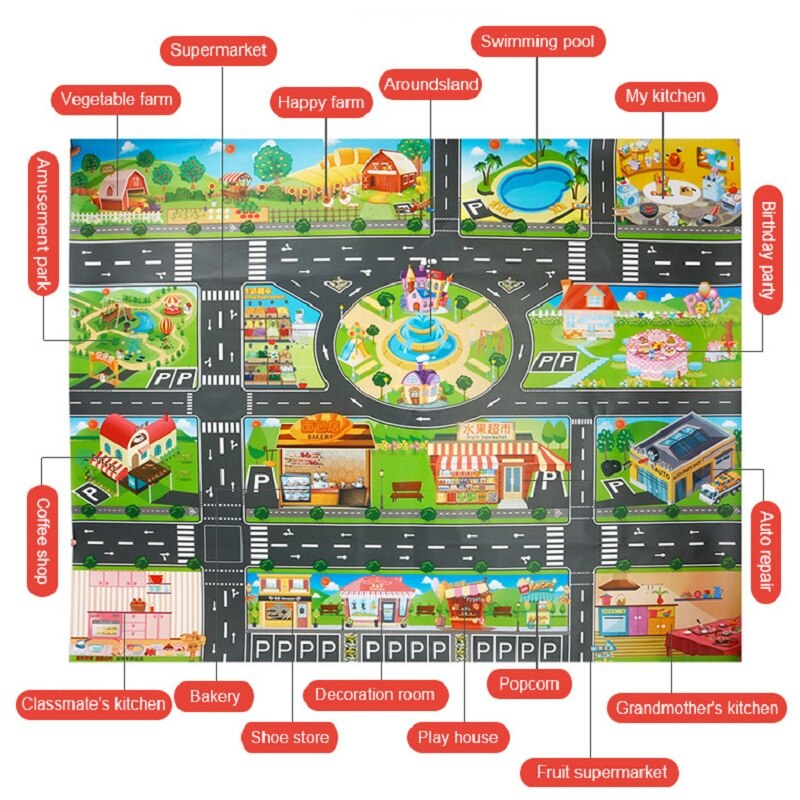 Teppich Stadt Straße Szene Verkehrs Autobahn Karte Spielen Baby Spielen matt Pädagogisches Spielzeug Für freundlicher Fitnessraum Spiele für freundlicher