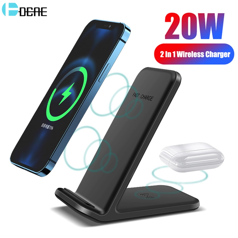 20W Qi Drahtlose Ladestation 2 in 1 Schnelle Lade Dock Station Für iPhone 13 12 11 XS XR X 8 Airpods 3 Pro Samsung S21 S20 Knospen