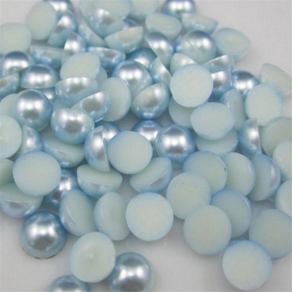 Størrelse 1.5mm-14mm lt blå farve halvrund flatback perleperle løs diy abs plastimitation halv perle nail arts dekoration