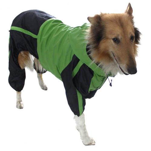 Pet Raincoat Hooded Breathable Waterproof Dog Four-legged Raincoat for Outdoor Dog Raincoat Jumpsuit Reflective Rain Coat: green / S